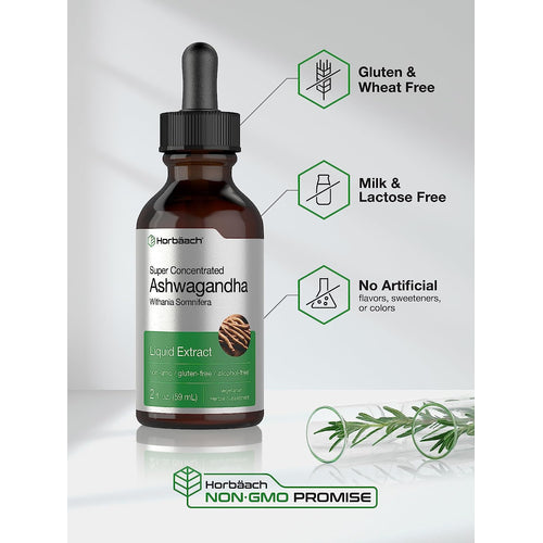 Ashwagandha Liquid Extract Alcohol Free, 2 fl oz (59 mL) Dropper Bottle