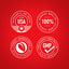 Infographic showing: Packaged & Lab Tested in USA, 100% Highest Quality, Ethically Sourced Ingredients, GMP Quality Product.