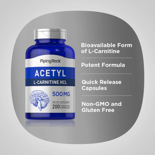 Acetyl L-Carnitine, 500 mg, 200 Quick Release Capsules, 2  Bottles