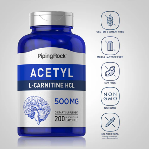Acetyl L-Carnitine, 500 mg, 200 Quick Release Capsules, 2  Bottles