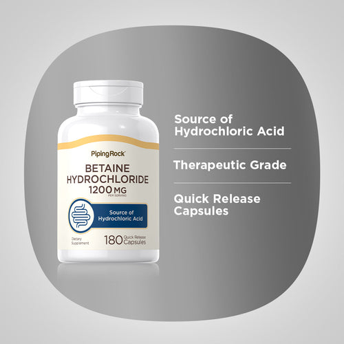 Betaine HCl, 1200 mg (per serving), 180 Quick Release Capsules