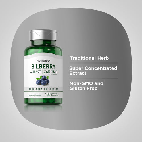 Bilberry Extract, 2400 mg (per serving), 200 Vegetarian Capsules