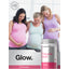 Pregnant adult in pink top standing beside another adult, with hand on belly; graphic stating Glow.