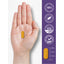 Coated caplet shown in hand for size reference, measuring approximately 3/4 in., with icons stating 100% Highest Quality, Ethically Sourced Ingredients