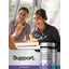 Lifestyle image of adults eating pizza with Digestive Enzymes & Probiotic bottle and graphic stating Support.