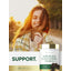 Lifestyle image of smiling adult outdoors with Siberian Eleuthero supplement bottle and graphic stating Support.