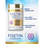 Graphic stating Potent Bioflavonoid, Non-GMO and Gluten Free, Quick Release Capsules, Fisetin Complex.