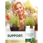 Adult smelling flowering plants in a garden with Piping Rock Cascara Sagrada 450 mg supplement bottle displayed in the foreground