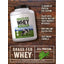 Graphic stating 33 Grams of Protein Per Serving, Enjoy With Water, Milk or Your Favorite Beverage!, Non-GMO and Gluten Free, Vegetarian Formula, Grass Fed Whey, 33g Protein.