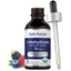 Front bottle shot of Opti-Folate L-Methylfolate with Organic Glycerin, 15 mg per serving, 2 fl. oz. (59 mL), Mixed Berry Flavor, with dropper and berries.