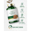Bottle with capsules and icons indicating Gluten & Wheat Free, Soy Free, Milk & Lactose Free, No Artificial flavors, sweeteners, colors, or preservatives, and Our Non-GMO Pledge.