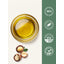 Graphic showing golden oil and macadamia nuts with badges stating Highest Quality 100%, Ethically Sourced Ingredients, Packaged & Lab Tested in the USA