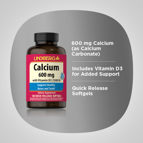 Calcium 600 mg with Vitamin D3 2500 IU, 100 Quick Release Softgels