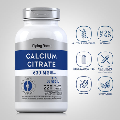 Calcium Citrate 630 mg (per serving) Plus D3 500 IU, 220 Coated Caplets