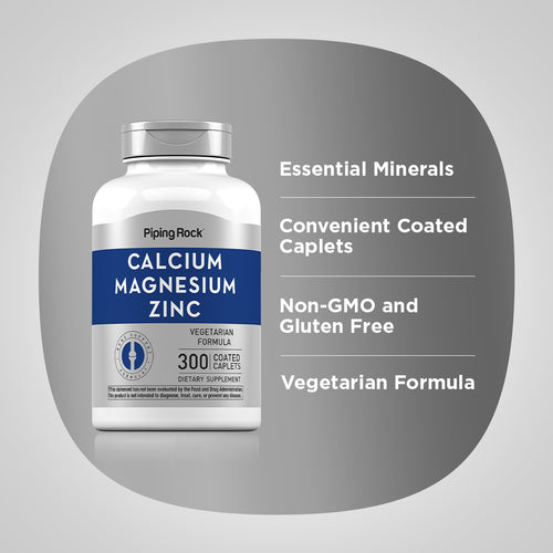 Calcium Magnesium Zinc (Cal 1000mg/Mag 400mg/Zn 15mg) (per serving), 300 Coated Caplets