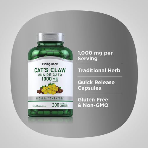 Cat's Claw (Una De Gato), 1000 mg (per serving), 200 Quick Release Capsules