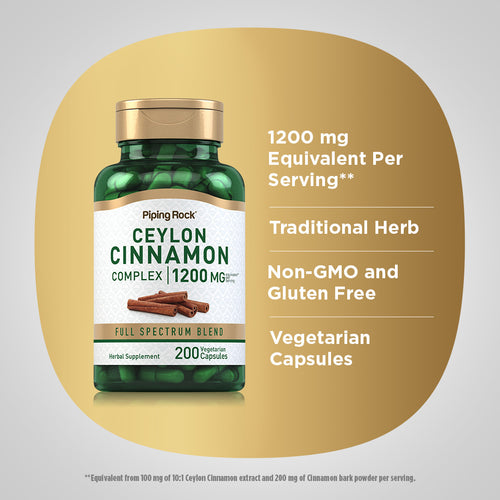 Ceylon Cinnamon Complex, 1200 mg (per serving), 200 Vegetarian Capsules