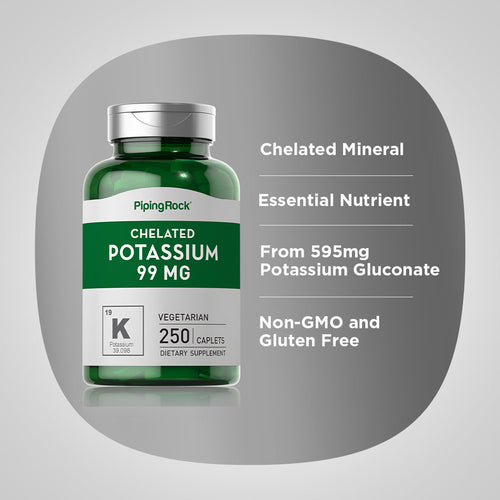 Chelated Potassium (Gluconate), 99 mg, 250 Vegetarian Caplets