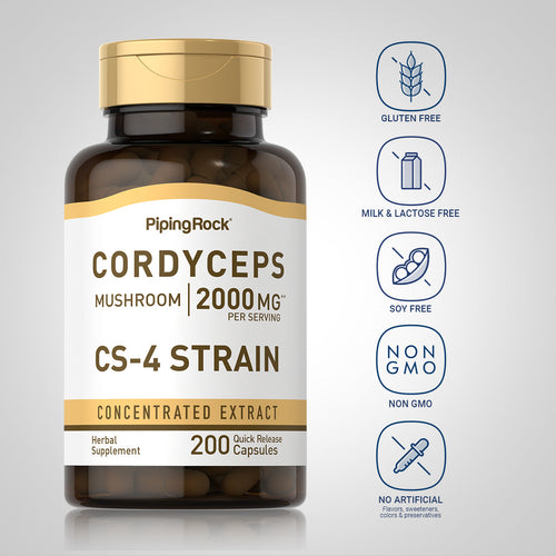 Cordyceps Mushroom, 2000 mg (per serving), 200 Quick Release Capsules