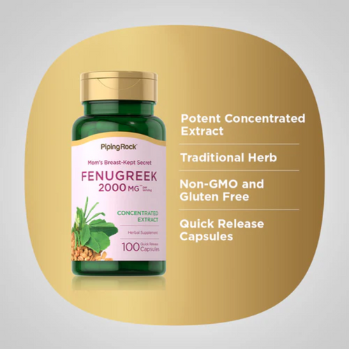 Fenugreek, 2000 mg (per serving), 100 Quick Release Capsules, 2  Bottles