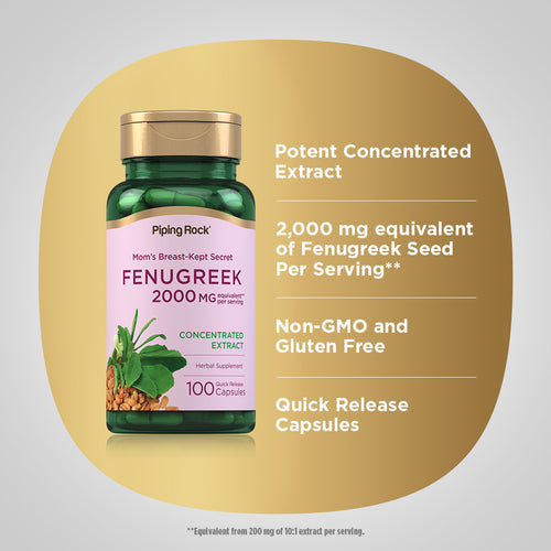 Fenugreek, 2000 mg (per serving), 100 Quick Release Capsules