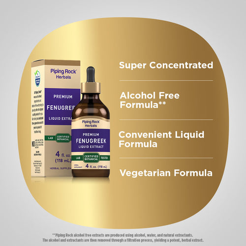 Fenugreek Liquid Extract Alcohol Free, 4 fl oz (118 mL) Dropper Bottle