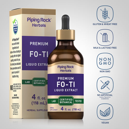 Fo-Ti Cured Root Liquid Extract Alcohol Free, 4 fl oz (118 mL) Dropper Bottle