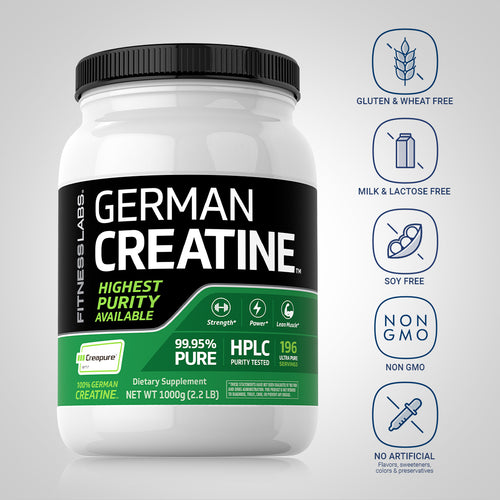 German Creatine Monohydrate (Creapure), 5000 mg (per serving), 2.2 lb (1000 g) Bottle