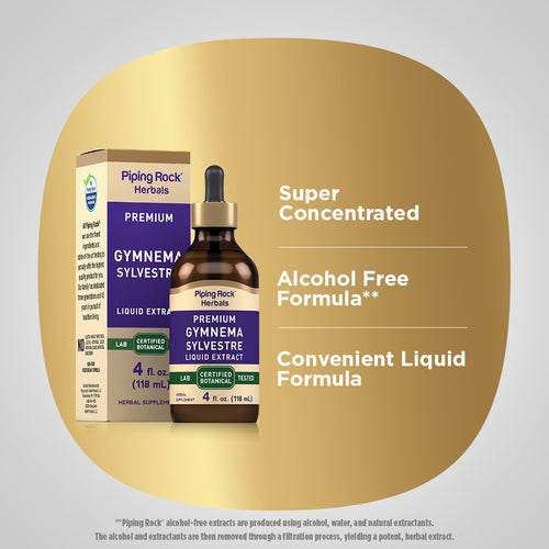 Gymnema Sylvestre Leaf Liquid Extract Alcohol Free, 4 fl oz (118 mL) Dropper Bottle