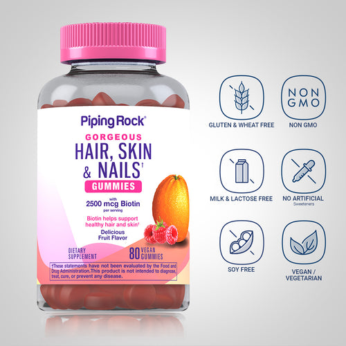 Hair, Skin & Nails (Delicious Fruit), 80 Vegan Gummies