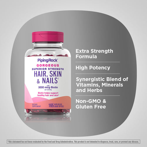 Hair, Skin & Nails infused with Moroccan Argan Oil, 165 Rapid Release Liquid Softgels