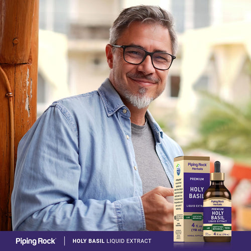 Holy Basil Tulsi Liquid Extract Alcohol Free, 4 fl oz (118 mL) Dropper Bottle