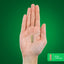 A capsule resting on a hand measures 3/4 inch or 1.910 cm.