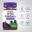 Elderberry bottle with icons indicating Gluten & Wheat Free, Non GMO, Milk & Lactose Free, No Artificial Colors, Soy Free, Vegan.