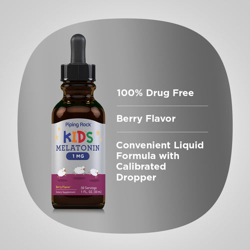 Kids Melatonin (3 Pack) (Delicious Berry), 1 mg, 1 fl oz (30 mL) Dropper Bottle