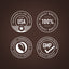 Infographic stating: Packaged & Lab Tested USA, 100% Highest Quality, Finest Ingredients Ethically Sourced, GMP Quality Product.
