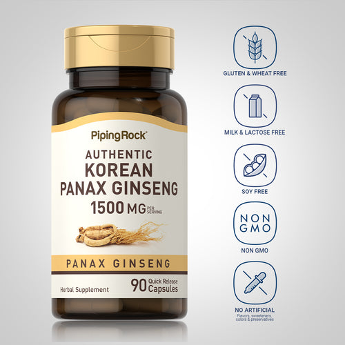 Korean Ginseng (Panax Ginseng), 1500 mg (per serving), 90 Quick Release Capsules