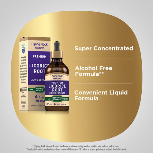 Licorice Root Liquid Extract Alcohol Free, 4 fl oz (118 mL) Dropper Bottle