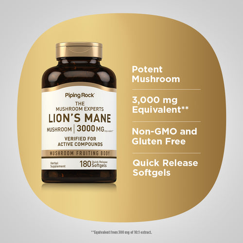 Lion's Mane Mushroom, 3000 mg (per serving), 180 Quick Release Softgels