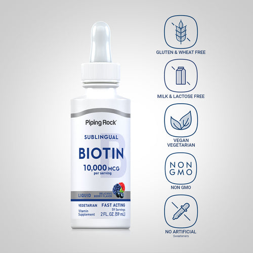 Liquid Biotin (Berry), 10,000 mcg, 2 fl oz (59 mL) Bottle