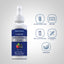 Liquid Melatonin bottle with icons indicating Gluten & Wheat Free, Non GMO, Milk & Lactose Free, No Artificial Sweeteners, Vegetarian.