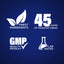 Infographic showcasing the finest ingredients, 45 years of manufacturing, GMP quality, and lab-tested assurance.