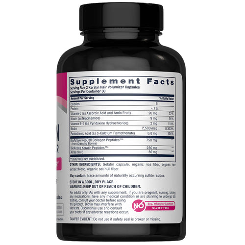 Keratin Hair Volumizer, 60 Vegetarian Capsules