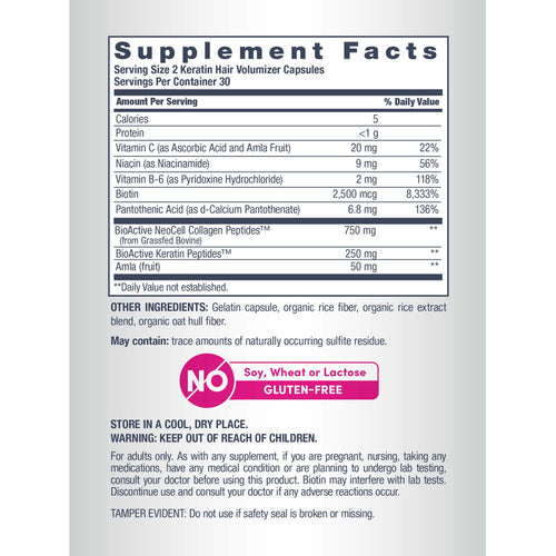Keratin Hair Volumizer, 60 Vegetarian Capsules