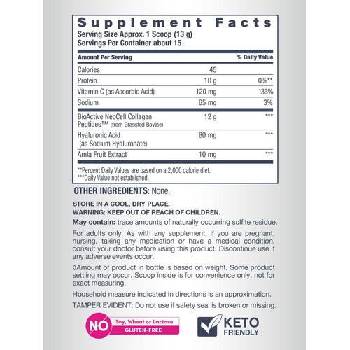 Advanced Collagen Peptides + Hyaluronic Acid + C, 6.9 oz (195 g) Powder