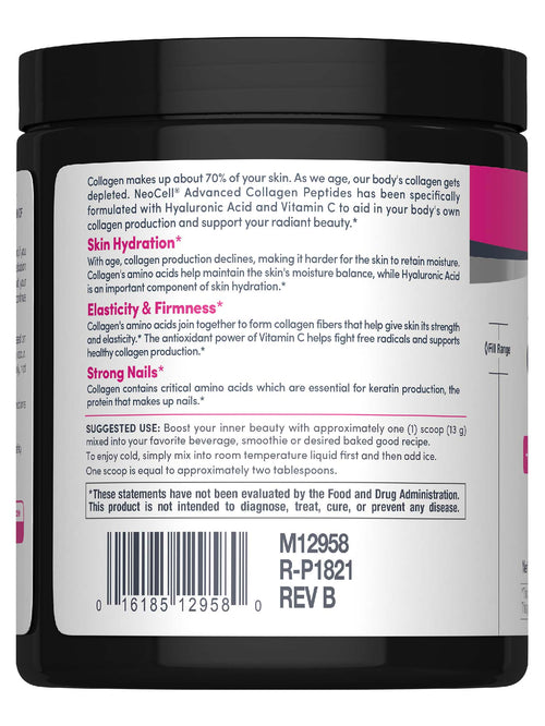 Advanced Collagen Peptides + Hyaluronic Acid + C, 6.9 oz (195 g) Powder