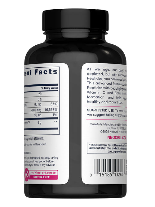 Grassfed Collagen Peptides  + C & Biotin, 180 Caplets