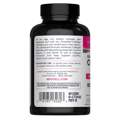 Grassfed Collagen Peptides  + C & Biotin, 180 Caplets