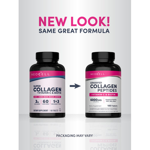 Grassfed Collagen Peptides  + C & Biotin, 180 Caplets