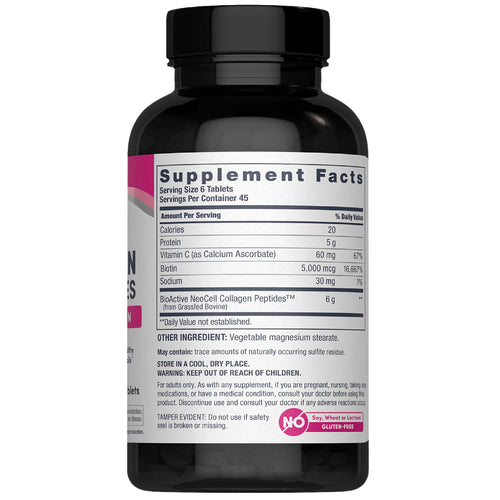 Grassfed Collagen Peptides  + C & Biotin, 270 Caplets